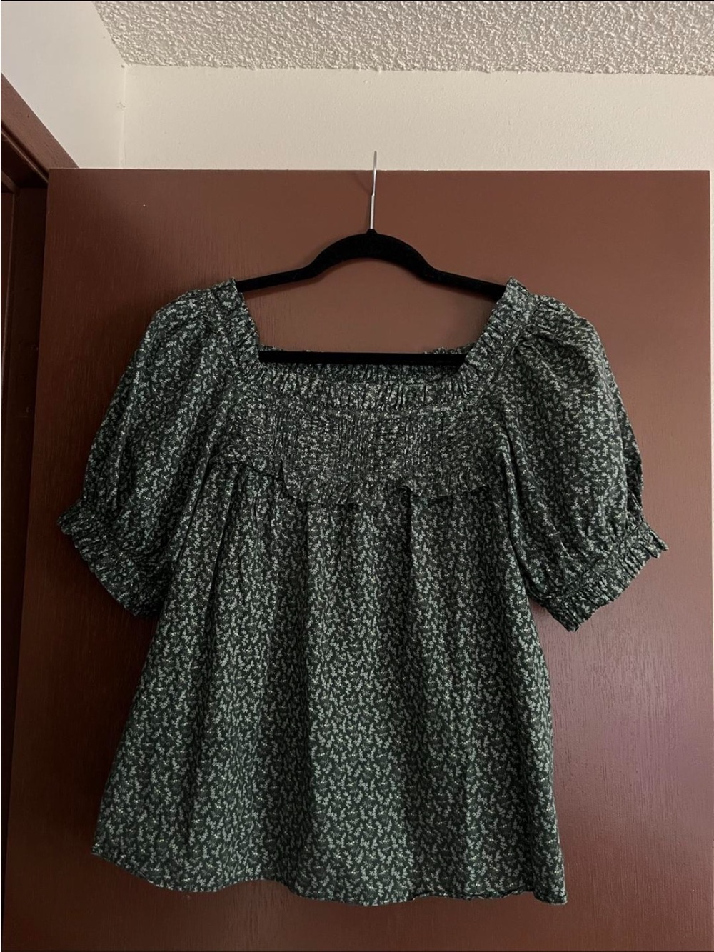 Doen Floral Smocked Square-Neck Blouse
